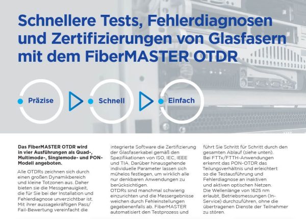 FiberMASTER Mid-range OTDR - Neu 4 Power Meter Light Source Fibre Master New