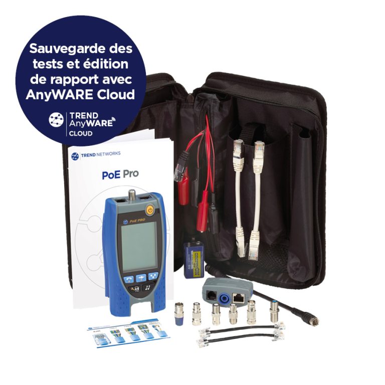 1 PoE Pro Bluetooth Testeur PoE 90W, continuit., longueur, débit 10Gb/s Ether