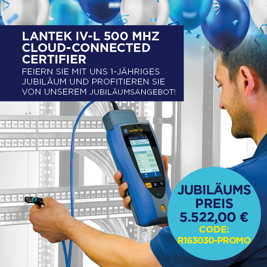 LanTEK IV-L 500MHz - Kabelzertifizierer nur für Kupferkabel (mit PL/CH Messadaptern)